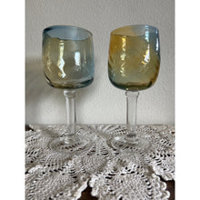 Load image into Gallery viewer, Heavy Hand Blown Iridescent Margarita Glasses Set of 2
