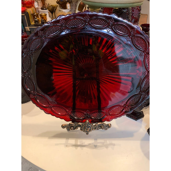 Avon Cape Cod Ruby Red Glass Serving Platter