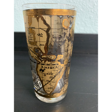 Load image into Gallery viewer, 1960s MCM Old Fashioned High Ball Glasses by Cera with 24k Gold Accents and Old World Atlas and Maps (sold individually)
