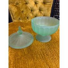 Load image into Gallery viewer, 1930s Vintage Satin Green Compote Dish with Lid
