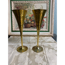 Load image into Gallery viewer, Vintage Brass Hammered champagne flutes

