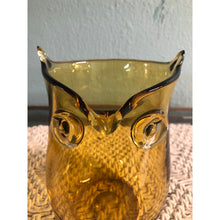 Load image into Gallery viewer, Amber Glass Owl Vase or Candle Holder

