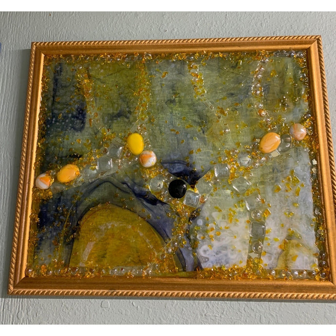 Yellow Resin Abstract Art 16x20 by Kimberly Boltemiller