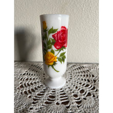 Load image into Gallery viewer, 1950&#39;s Avon Milk Glass Wild Roses Demitasse Bud Vase Liqueur Cup

