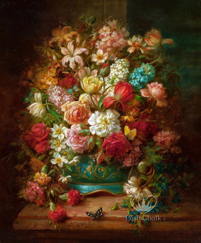 Bouquet of Flowers Posh Chalk Decoupage - A1 33 X 24 in