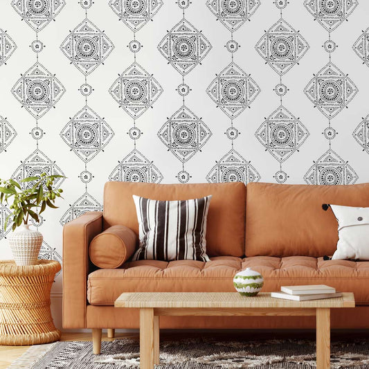 Cutting Edge Stencils - Dotted Medallion Wall Stencil Size Large