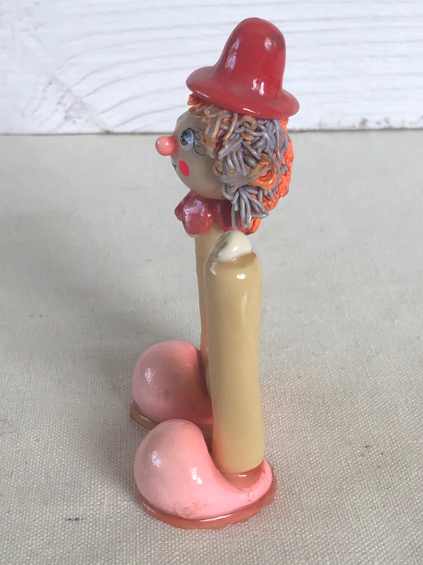Folk Art Clown Sculpture as Letter "U" Figurine