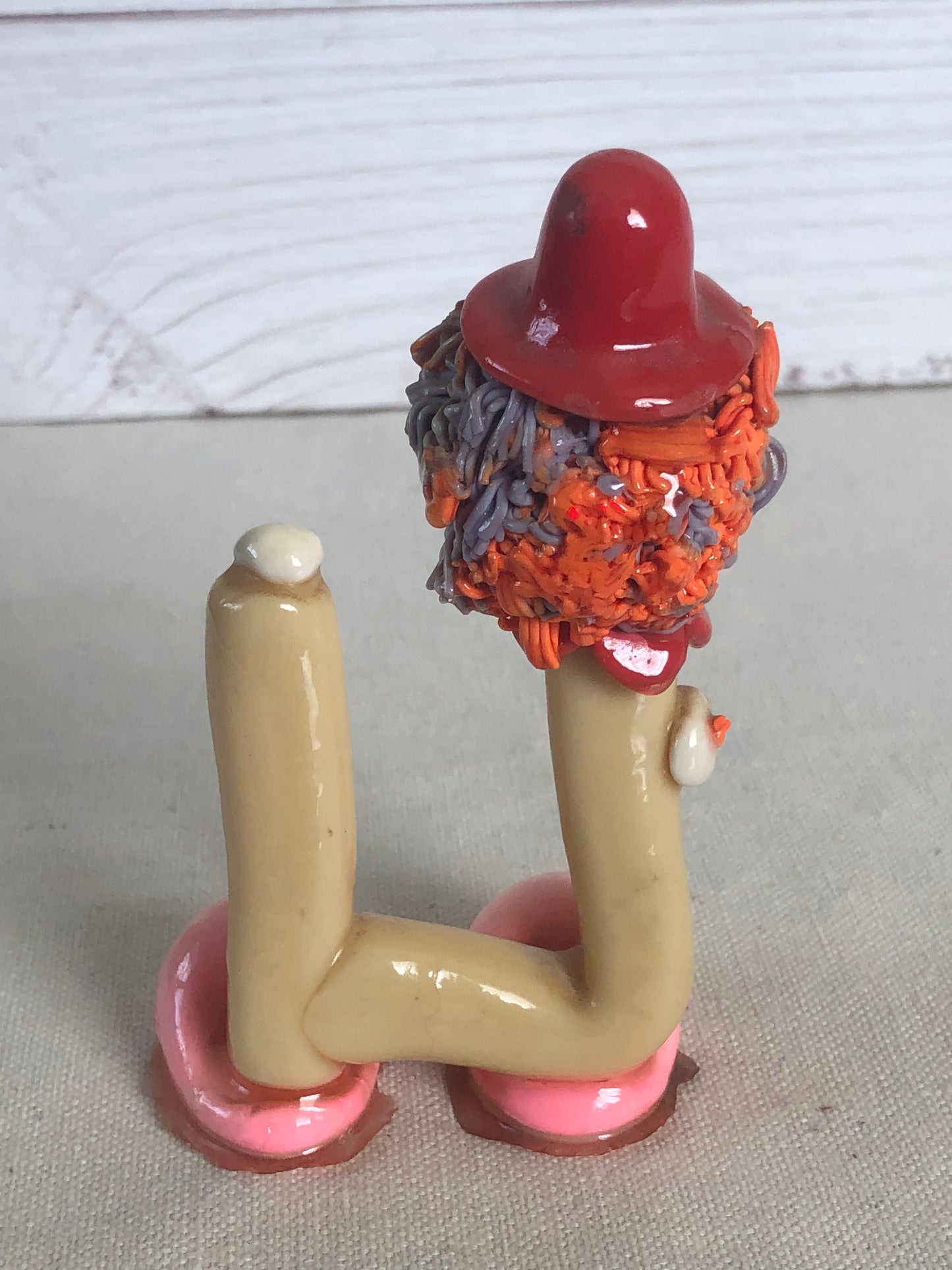 Folk Art Clown Sculpture as Letter "U" Figurine