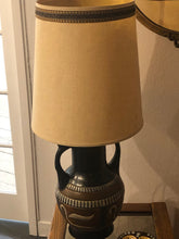 Load image into Gallery viewer, Vintage Dual Handle Pottery Jar Lamps w Cork Trim Shades
