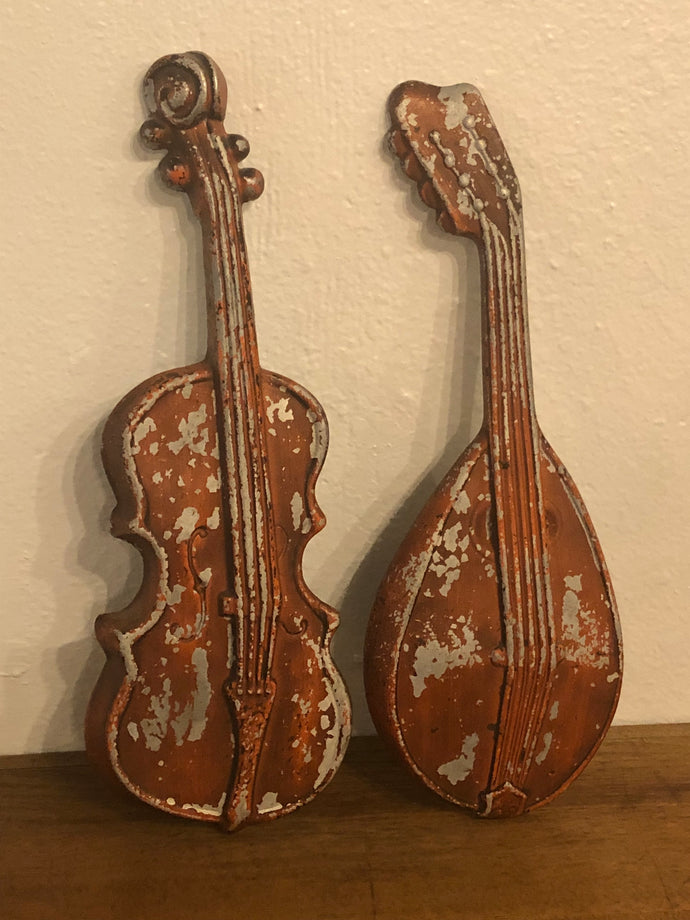 Vintage 1960s Royal Metal Violin and Mandolin Wall Art