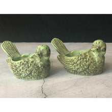 Load image into Gallery viewer, Stone Ceramic Green Bird Candle Tealight Holders (set of 2)
