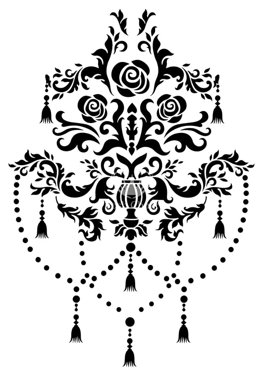Posh Chalk Stencil Chandelier 13.78"x19.69" inches