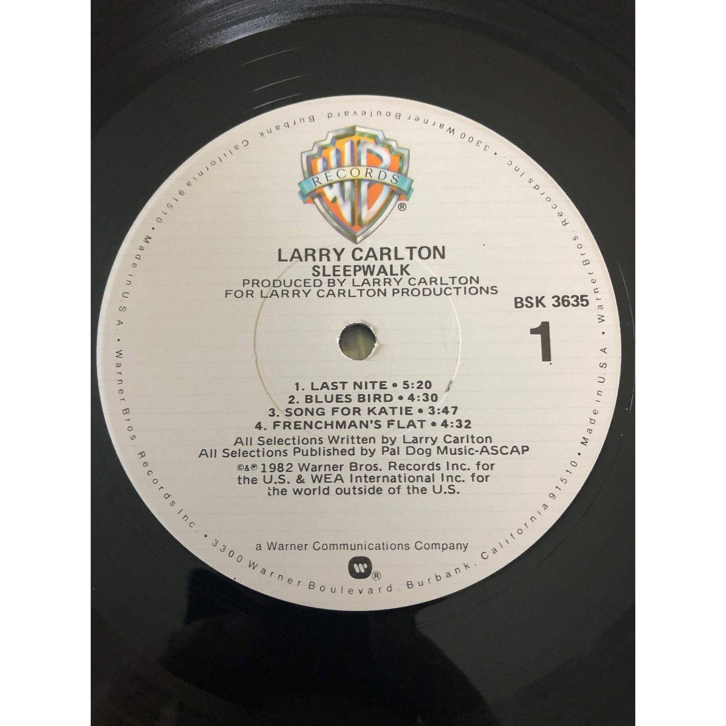 Warner Bros. Records Larry Carlton Sleepwalk BSK 3635 Album Record Vinyl