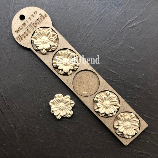 WoodUbend Pack of Five Medium Flowers WUB1117 4x4cm