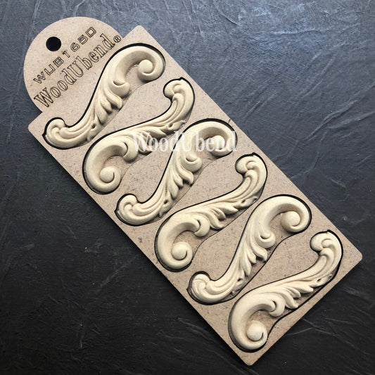 WoodUbend Set of Three Decorative Scrolls WUB1650 7.8x2.5cm