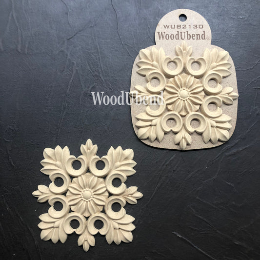 WoodUbend Pack of Two Floral Squares WUB2130 4.4128 x 4.4128 in