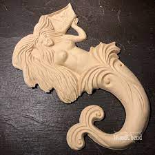 WoodUbend Large Mermaid Holding Ship WUB2283