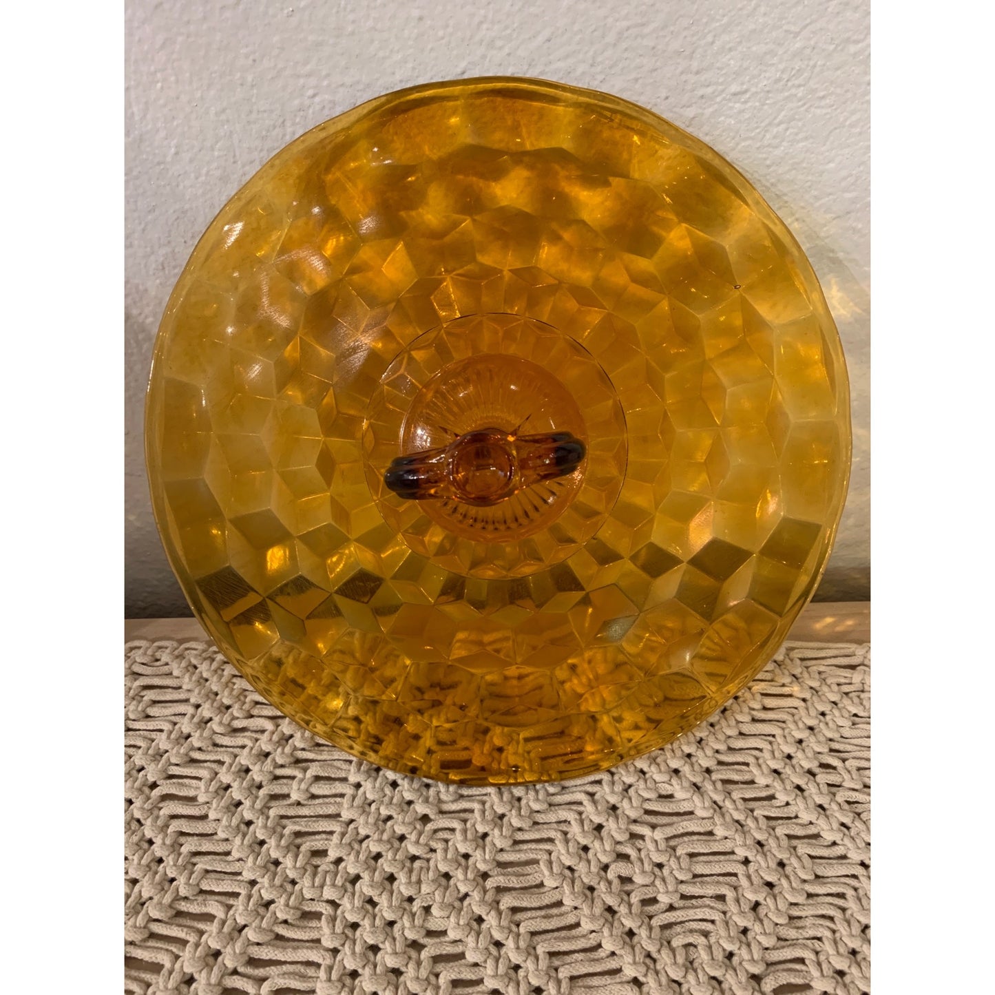 Vintage Fostoria American Amber Depression Glass Sandwich Tray w/Handle