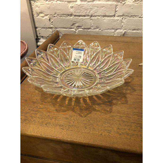 Vintage 1960's Federal Crystal Glass Petal Iridescent Carnival Bowl 10