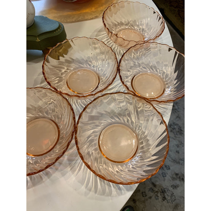 Arciroc France pink swirl bowls