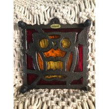 Load image into Gallery viewer, Counterpoint Stained Glass Owl Cast Iron Trivet Made in Japan
