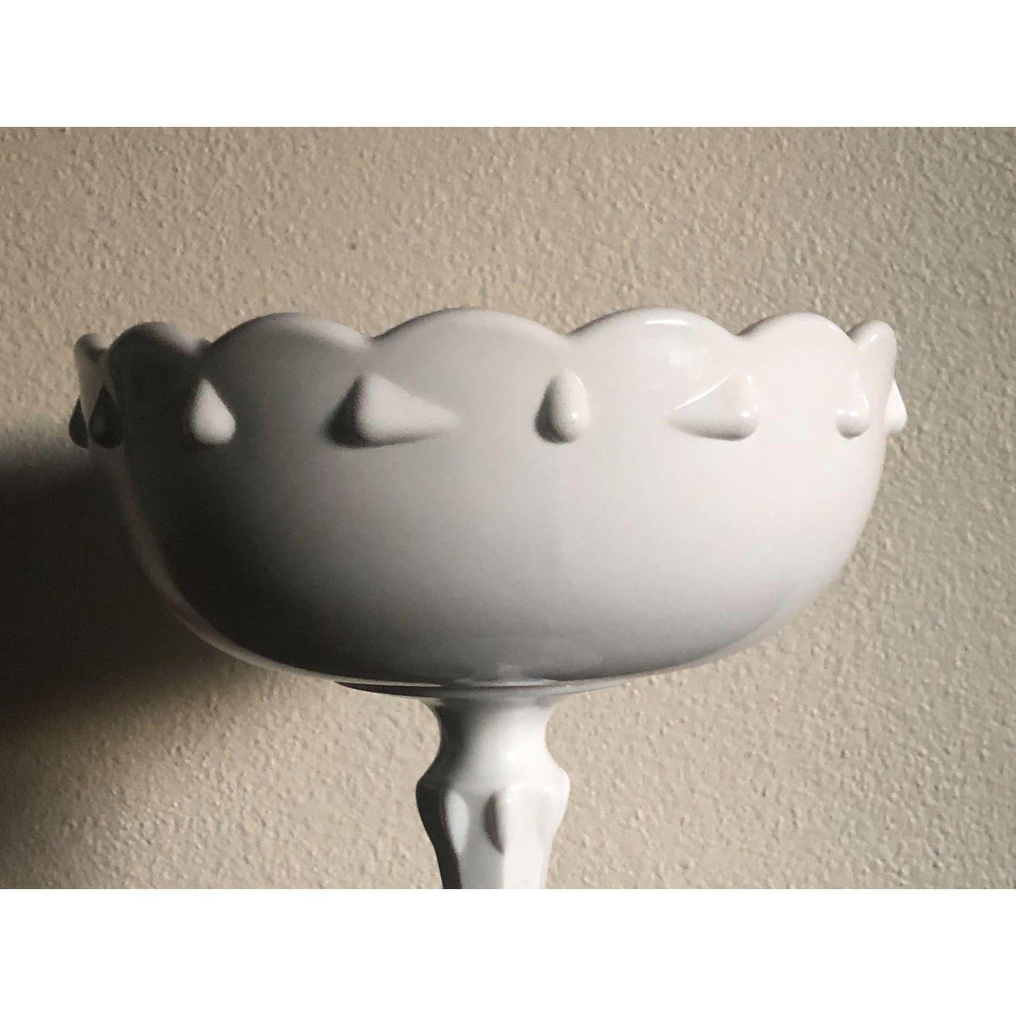 Vintage 1970s Indiana Glass Milk Glass Pedestal Bowl Teardrop Pattern, 1950s Centerpiece Bowl, Collectible Glass