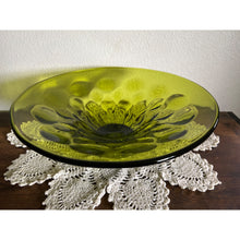 Load image into Gallery viewer, Large Avocado Green Footed Bowl Thumbprint Design, Table Centerpiece Bowl
