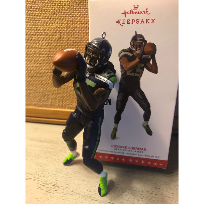 2016 Richard Sherman SEATTLE SEAHAWKS Hallmark Keepsake Ornament NFL Football In Box