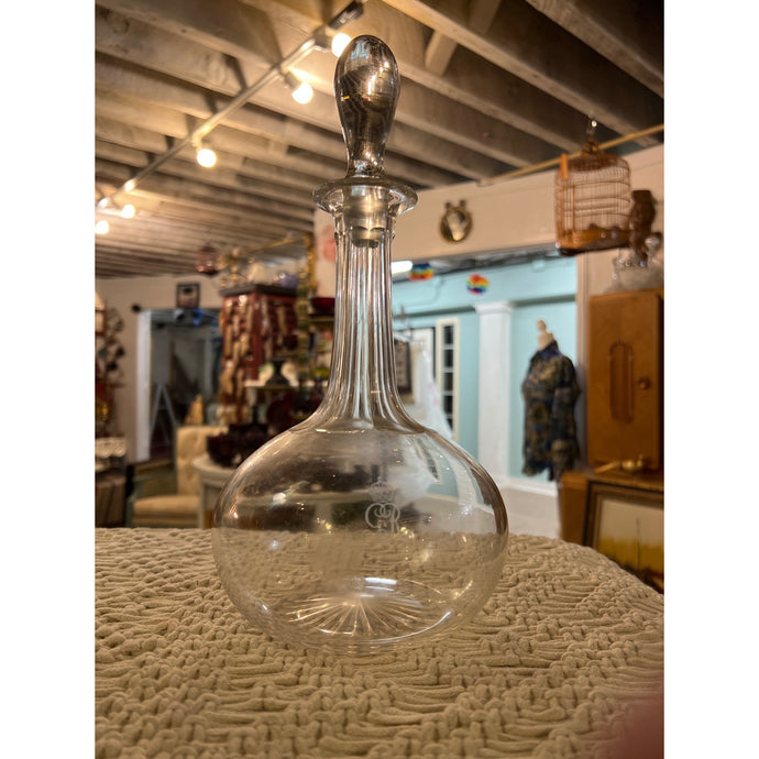 Glass Rounded Etched Glass Decanter