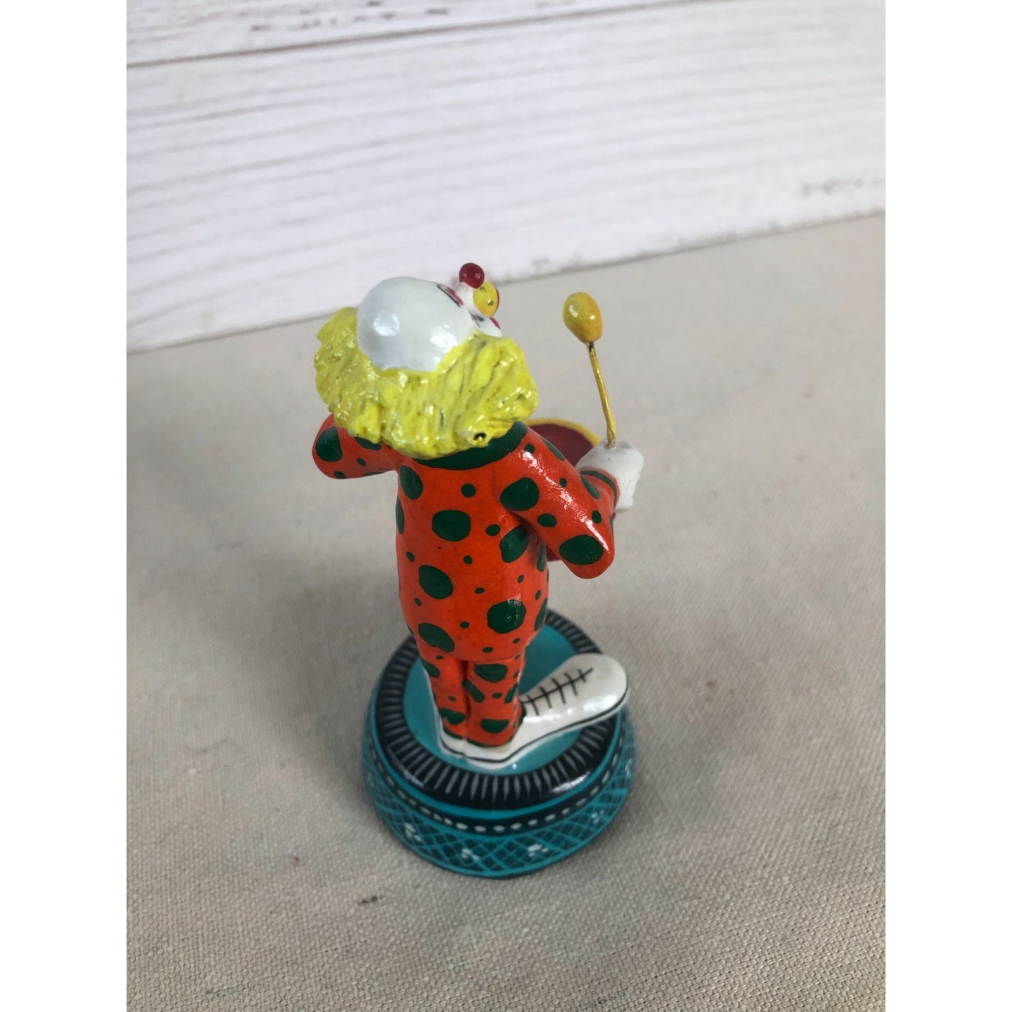 Vintage Marvi Mex Ceramic Clown Playing Drums Signed