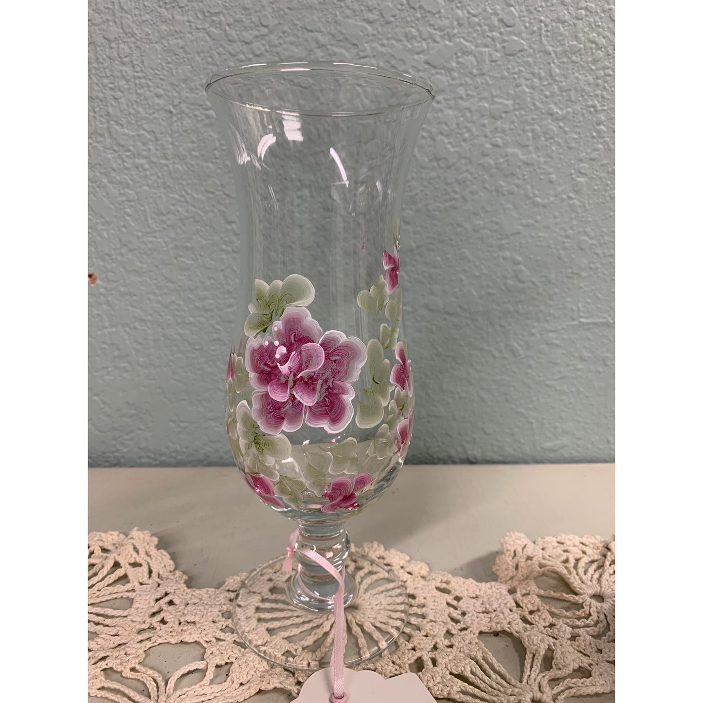 Tall Glass Vase Hand Painted by Catherine Swift