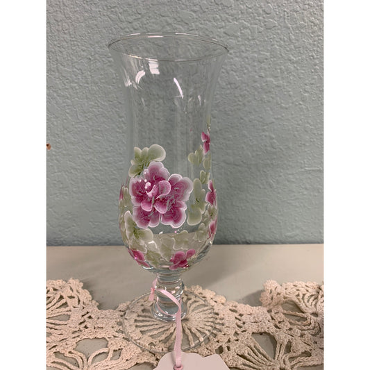 Tall Glass Vase Hand Painted by Catherine Swift