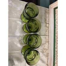 Load image into Gallery viewer, Vintage Indiana Glass Kings Crown Mini Thumbprint Avocado Green Goblets (4)
