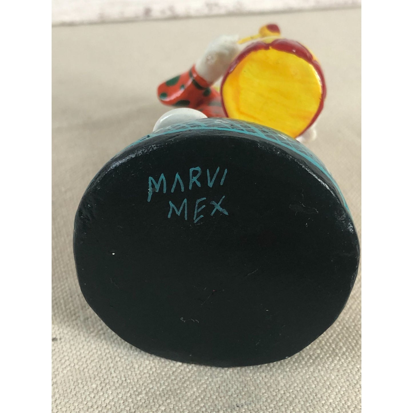 Vintage Marvi Mex Ceramic Clown Playing Drums Signed