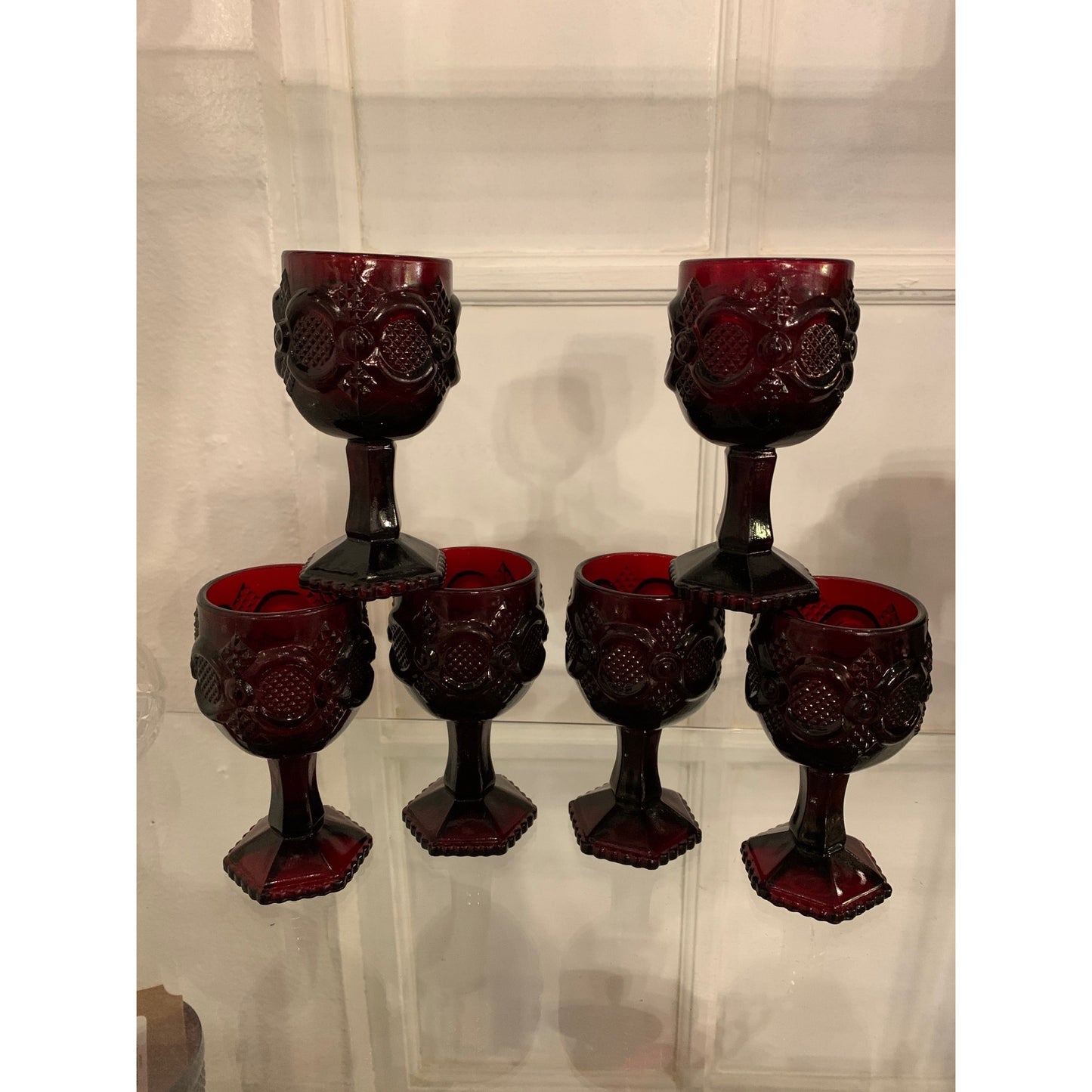 6 small Avon Cape Cod Goblets