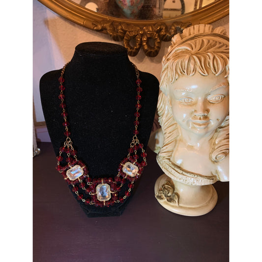 Red Glass Beaded Necklace