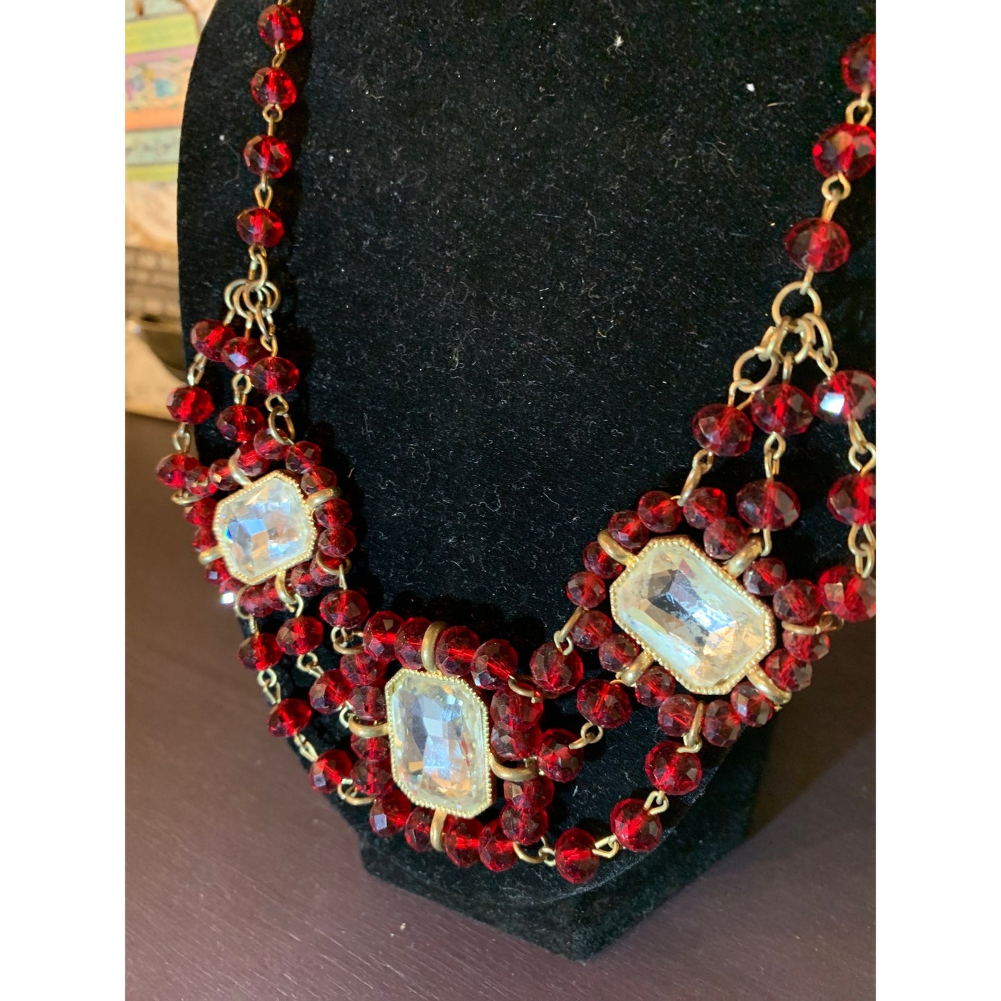 Red Glass Beaded Necklace