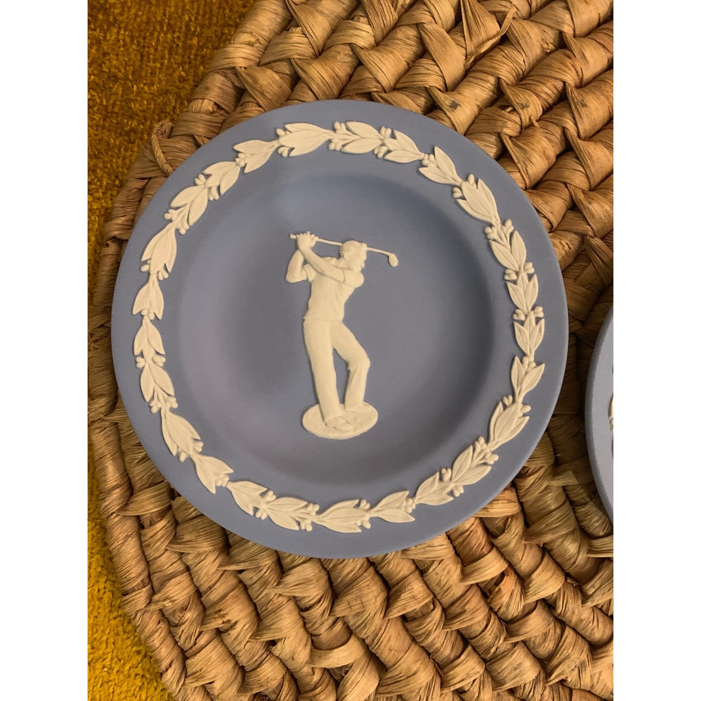 1950s Wedgwood Blue Jasper Mini Golf Couple Plates Set of 3