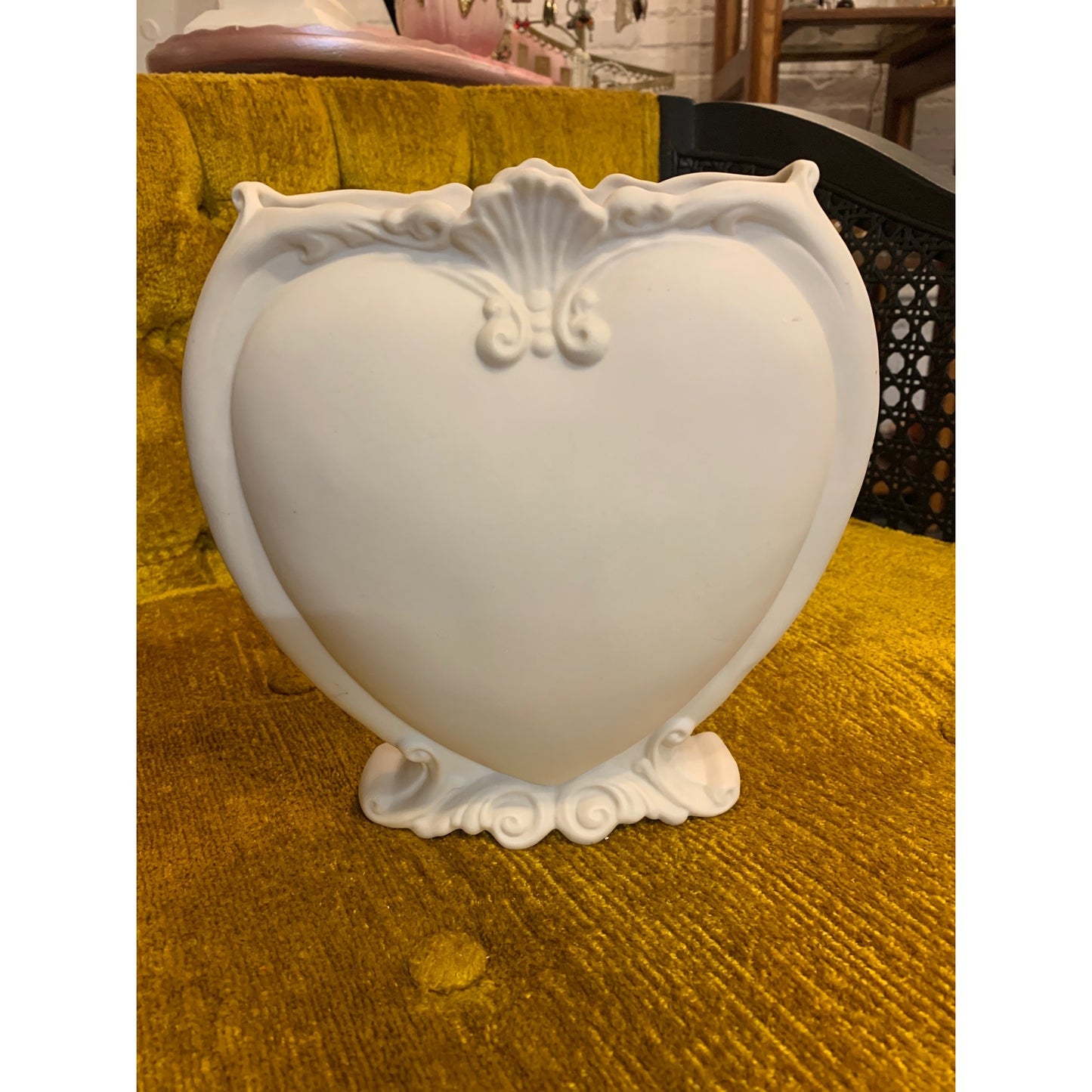 American Bisque Porcelain Heart Vase