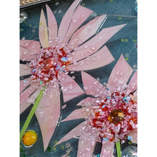 Load image into Gallery viewer, Pink Flowers Glass Resin Wall Art on Clear Background by Kimberly Boltemiller
