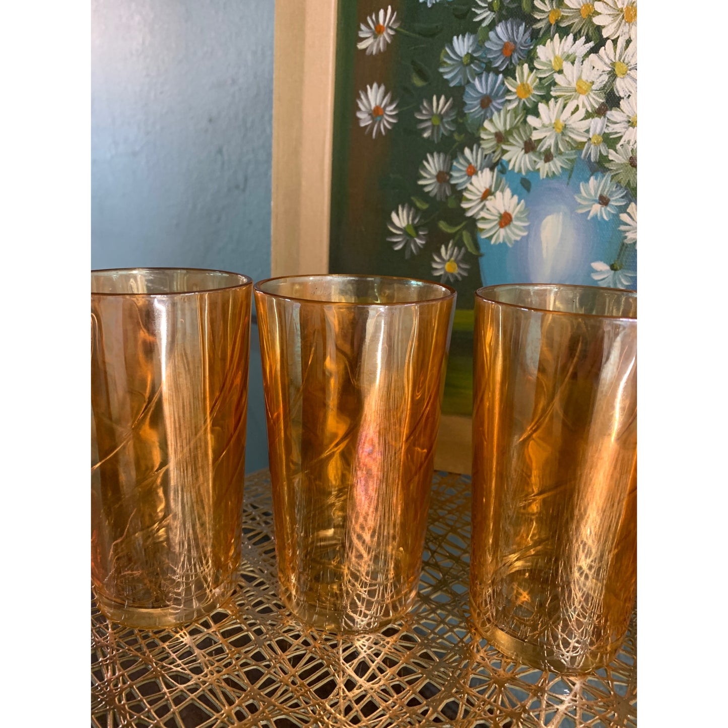 Jeanette Swirl Marigold Carnival Drinking Glasses Set of 5