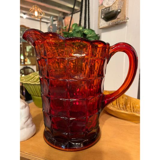 Vintage Tiara Constellation Sunset Red Glass Pitcher