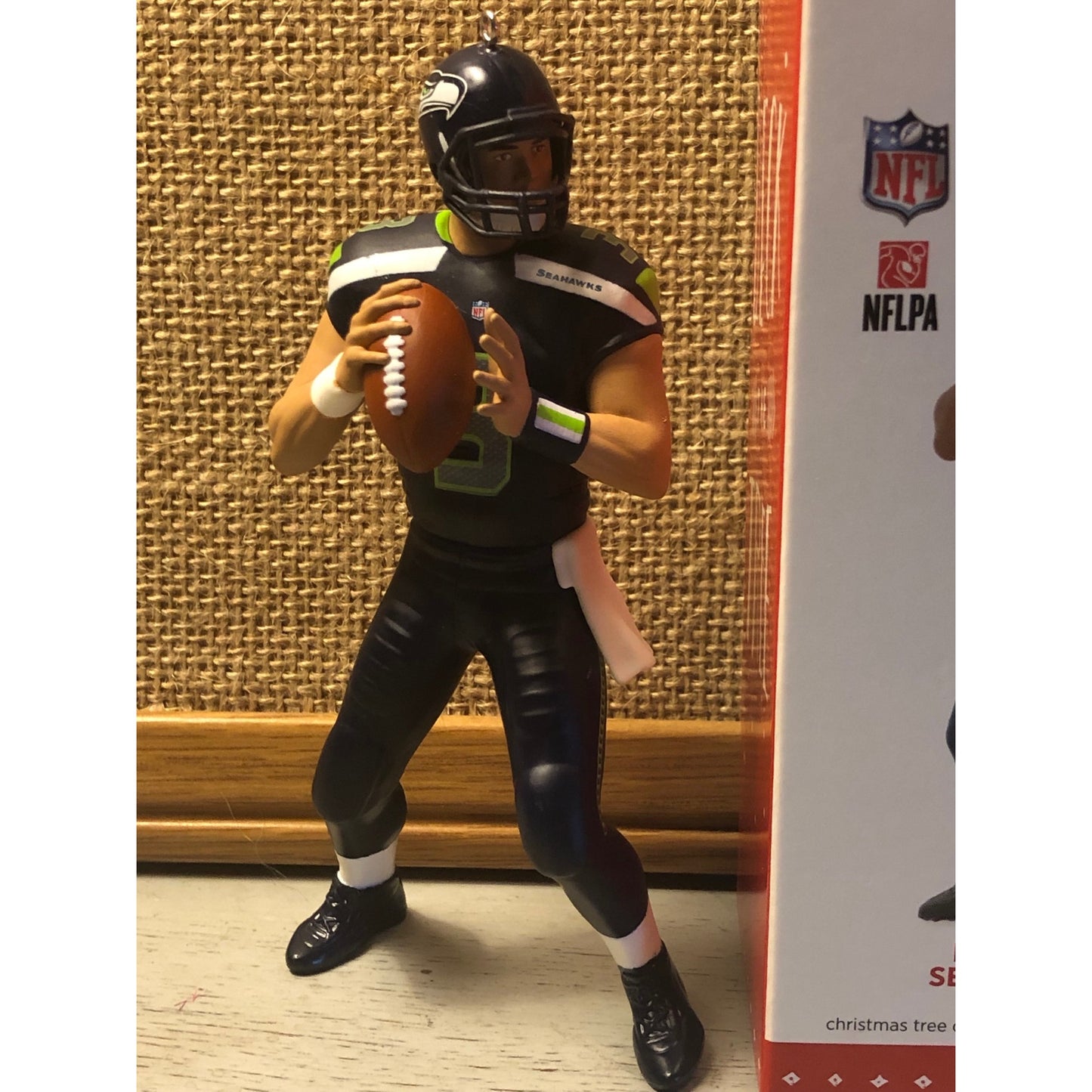 2015 Russell Wilson SEATTLE SEAHAWKS Hallmark Keepsake Ornament NFL Football In Box