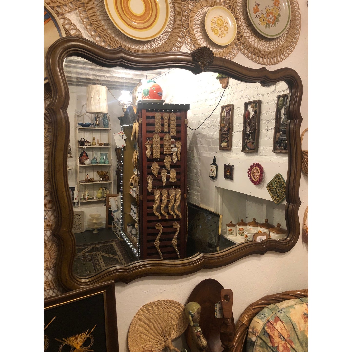 A Thomasville Furniture Country French Style Carved Wood Wall Mirror