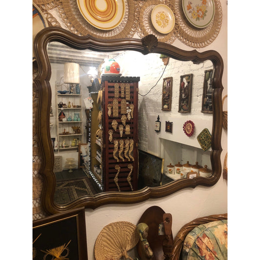 A Thomasville Furniture Country French Style Carved Wood Wall Mirror