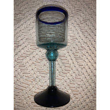 Load image into Gallery viewer, Blue Rimmed Handblown Mexican Cocktail Glasses

