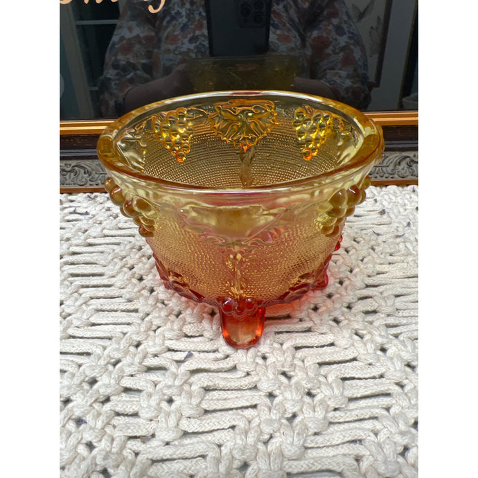 Vintage Jeanette Amberina Glass Footed Candy Dish