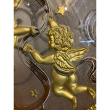 Load image into Gallery viewer, 15” Crystal Mikasa Plate with Gold Cherubs Holiday Serveware
