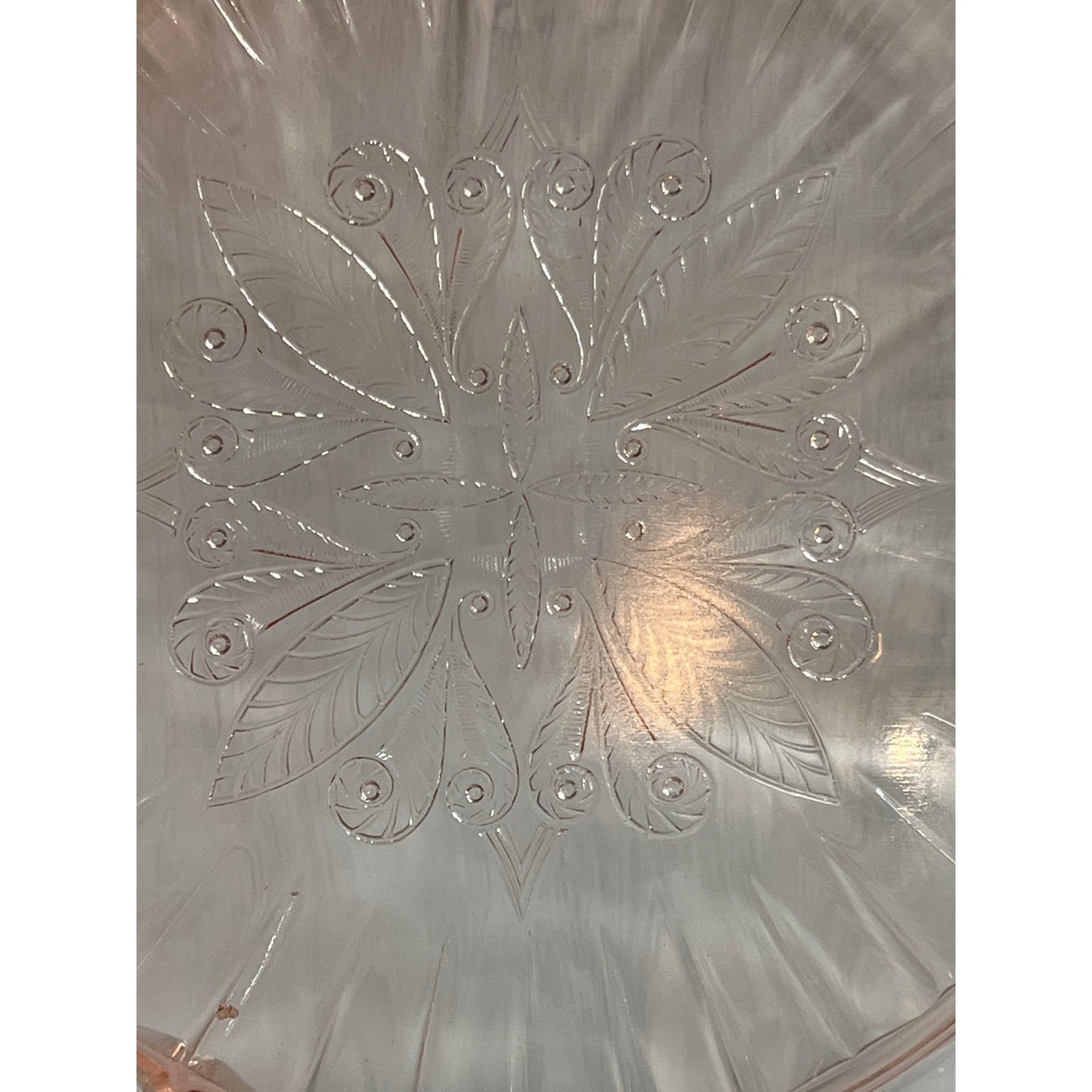 1930s Jeanette Adam Pink Depression Glass Square Footed Serving Plate, Cake Plate