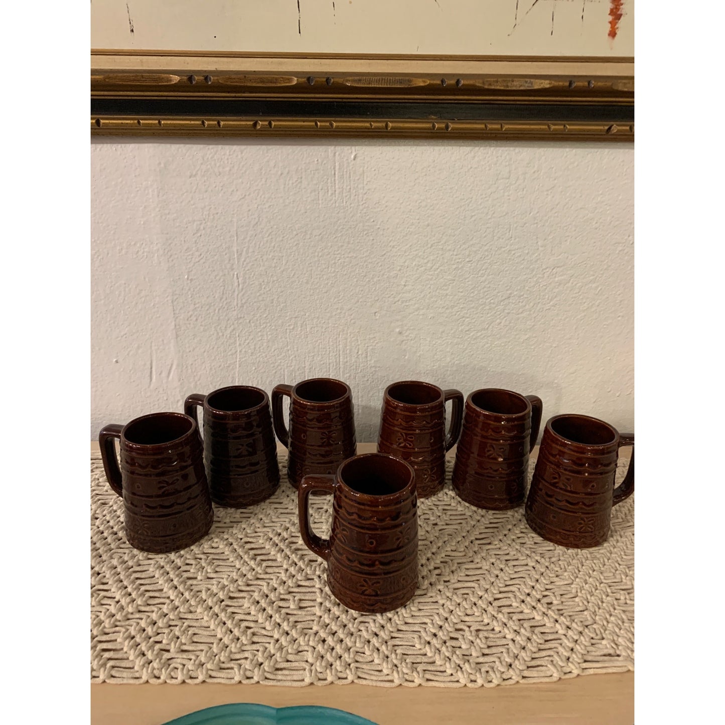 60s Mar Crest Stoneware Steins and Creamer 8pcs